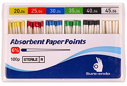 Absorbent paper points Sure-Endo Greater Taper 0.04 - 4% | 0.06 - 6% | (100 pcs box) 20-45/06