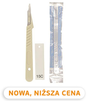 Carbon steel disposable scalpel #15C (on handle) 10 pcs/box Polydent
