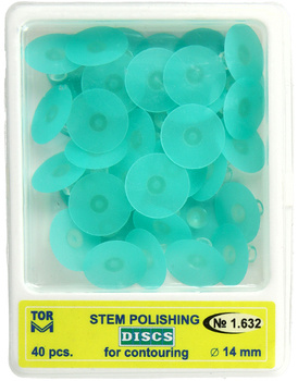 Dyski polerujące z trzonkiem (op.40 szt.) 14 mm - zielone medium (1.632) - TOR VM