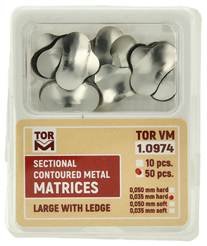 Sectional contoured metal matrices (50 pcs box) large with ledge 0.035mm hard - TOR VM