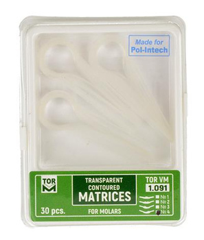 Transparent contoured matrices for molars, 30 pcs, left ledges (1.091/4)