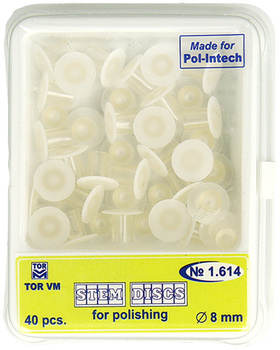 Dyski polerujące z trzonkiem (op.40 szt.) 8 mm - białe superfine (1.614) - TOR VM