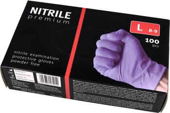 Powder-free nitrile examination gloves - Premium (100 pcs box) purple size L