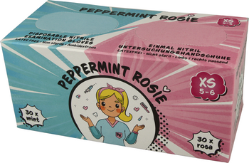 Nitrile examination gloves STYLE PEPPERMINT ROSSIE, powderfree (60 pcs box) XS