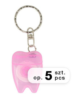 Dental floss key chain, 15 m, pink (5 pcs. packages)
