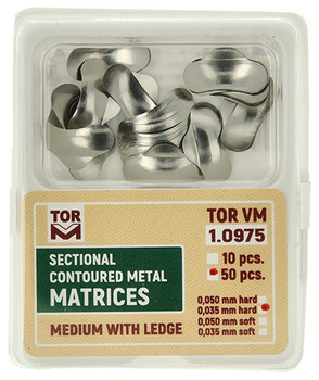 Sectional contoured metal matrices (50 pcs box) medium with ledge 0.035mm hard - TOR VM