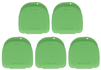 Denture box/case (set of 5 pcs) - with holes, 85x82x28, green
