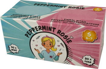 Rękawice nitrylowe STYLE PEPPERMINT ROSIE, bezpudrowe (op. 60 szt.) S miętowo-różowe