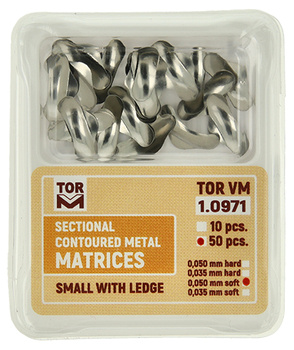 Sectional contoured metal matrices (50 pcs box) small with ledge 0.050mm soft - TOR VM