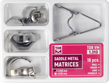 Saddle contoured metal matrices with springclip (18 pcs box) - TOR VM