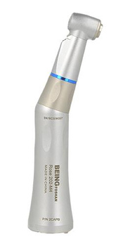 Being contra angle handpiece Rose 202CAPB with LED and spray, push button type