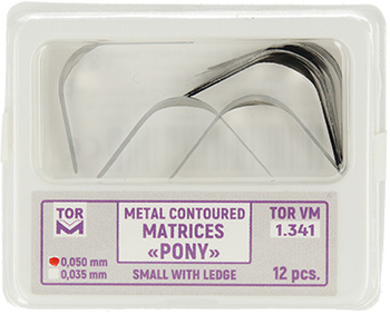 Metal coutoured Pony matrices (12 pcs box) small with edge - 0,050mm