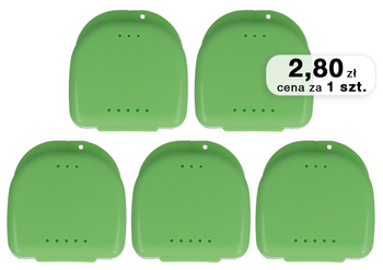 Pudełko na aparat ortodontyczny (op. 5 szt.) - z otworami, 85x82x45, zielone