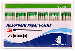 Absorbent paper points Sure-Endo Greater Taper 0.04 - 4% | 0.06 - 6% | (100 pcs box) 35/06