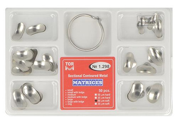 Sectional contoured metal matrices + clamp - 50 pcs set 0,050mm soft - TOR VM