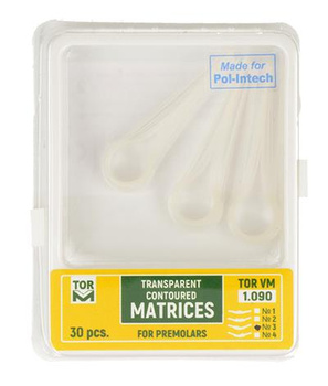 Transparent contoured matrices for premolars, 30 pcs, right ledge (1.090/3)