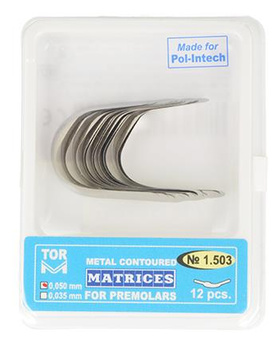 Metal contoured matrices for premolars 0,050 mm (12 pcs.) left edge (1.503) - TOR VM