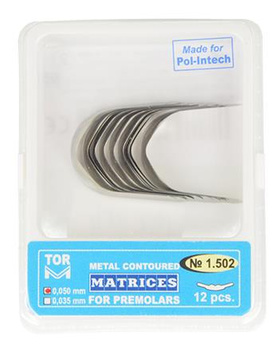 Metal contoured matrices for premolars 0,050 mm (package 12 pcs.) (1.502) - TOR VM