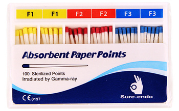 Absorbent paper points Sure-Endo type ProTaper (100 pcs box) F1/F2/F3