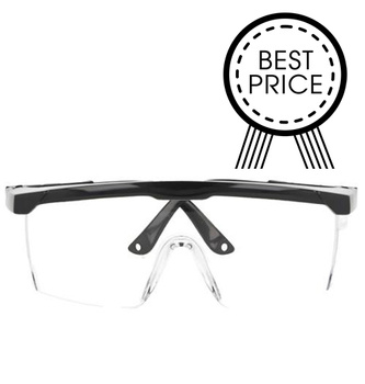 Safety goggles/glasses with frame adjustment transparent