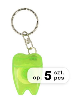 Dental floss key chain, 15 m, green (5 pcs. packages)