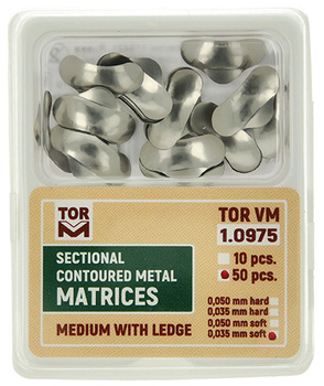 Sectional contoured metal matrices (50 pcs box) medium with ledge 0.035mm soft - TOR VM