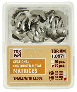 Sectional contoured metal matrices (50 pcs box) small with ledge 0.035mm soft - TOR VM