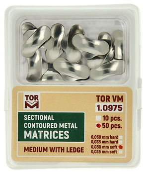 Sectional contoured metal matrices (50 pcs box) medium with ledge 0.050mm soft - TOR VM