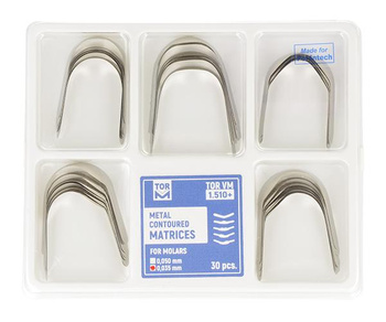 Metal contoured matrices for molars 0,035 mm (30 pcs.) (1.510+) - TOR VM