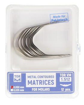 Metal contoured matrices for molars 0,050 mm (package 12 pcs.) (1.512)  - TOR VM