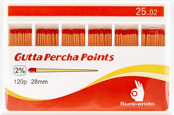 Gutta percha points Sure-Endo (120 pcs box) - 2% 25