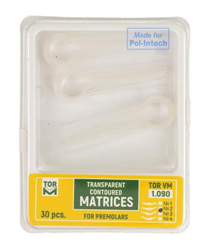 Transparent contoured matrices for premolars, 30 pcs, two central ledges (1.090/2) - TOR VM