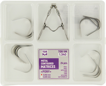 Set of metal coutoured Pony matrices (24 pcs box) with slot ring