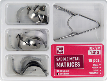 Saddle contoured metal matrices with springclip (18 pcs box) - TOR VM