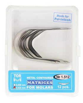 Metal contoured matrices for molars 0,035 mm (package 12 pcs.) two-sided (1.512) - TOR VM