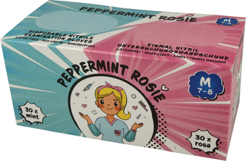 Rękawice nitrylowe STYLE PEPPERMINT ROSIE, bezpudrowe (op. 60 szt.) M miętowo-różowe