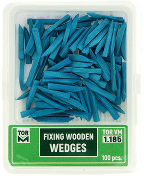 Fixing wooden wedges - one colour (100 pcs box), blue - medium, short - TOR VM