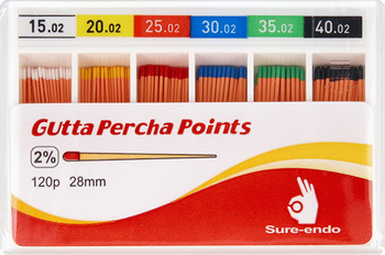 Gutta percha points Sure-Endo (120 pcs box) - 2% 15-40