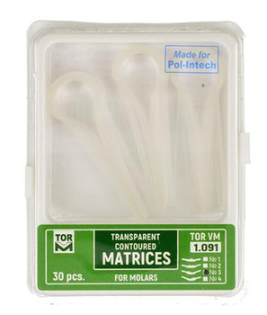 Transparent contoured matrices for molars, 30 pcs, right ledges (1.091/3)