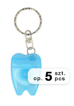 Dental floss key chain, 15 m, blue (5 pcs. packages)