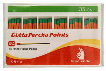 Gutta percha points Sure-Endo Greater Taper 0.04 - 4% | 0.06 - 6% | (60 pcs box) 35/06