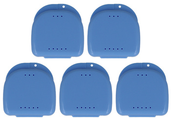 Denture box/case (set of 5 pcs) - with holes, 85x82x28, blue