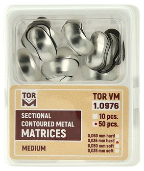 Sectional contoured metal matrices (50 pcs box) medium 0.035mm hard - TOR VM