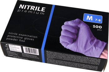 Powder-free nitrile examination gloves - Premium (100 pcs box) purple size M