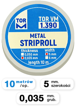 Paski metalowe do formówki - 0,035 mm, szer. 5 mm, dł. 10 m. (1.390)