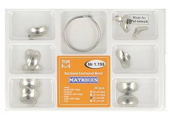 Sectional contoured metal matrices + clamp - 30 pcs set 0,050mm soft - TOR VM