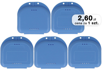 Pudełko na aparat ortodontyczny (op. 5 szt.) - z otworami, 80x78x28, niebieskie
