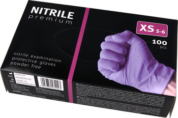 Powder-free nitrile examination gloves - Premium (100 pcs box) purple size XS