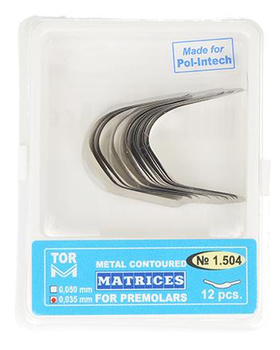 Metal contoured matrices for premolars 0,035 mm (12 pcs.) right edge (1.504) - TOR VM