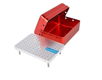 Endobox for 120 canal instruments, red with ruler